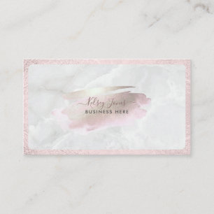 PixDezines Glam Pink+Silver   Blush+Marble Business Card