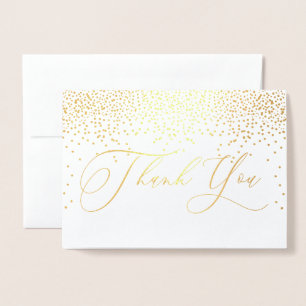 PixDezines Gold Confetti Thank You, Calligraphy Foil Card