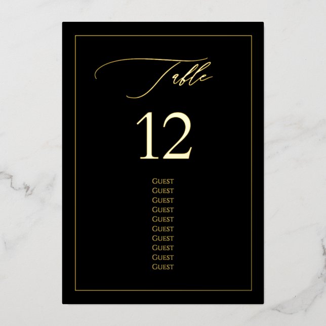 PixDezines Gold Foil Luxe Calligraphy Table Number (Front)
