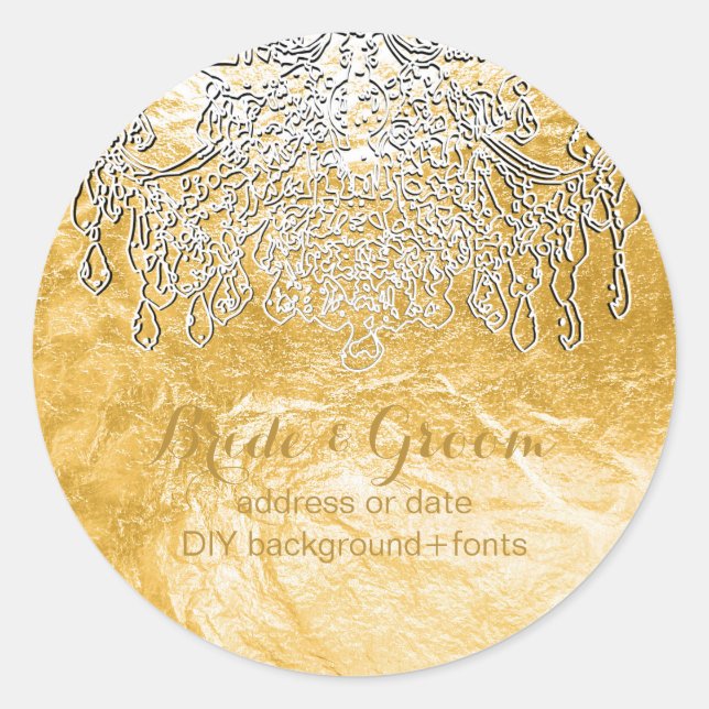 PixDezines gold tone crystal chandelier Classic Round Sticker (Front)