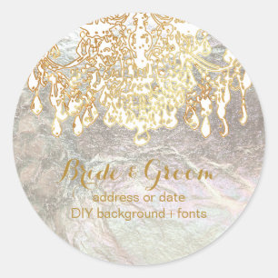 PixDezines gold tone crystal chandelier Classic Round Sticker