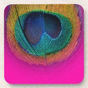 PixDezines Gorgeous Peacock eye/cobalt+teal Coaster