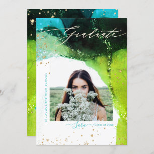 PixDezines Graduation Alcohol Ink Modern Abstract Announcement