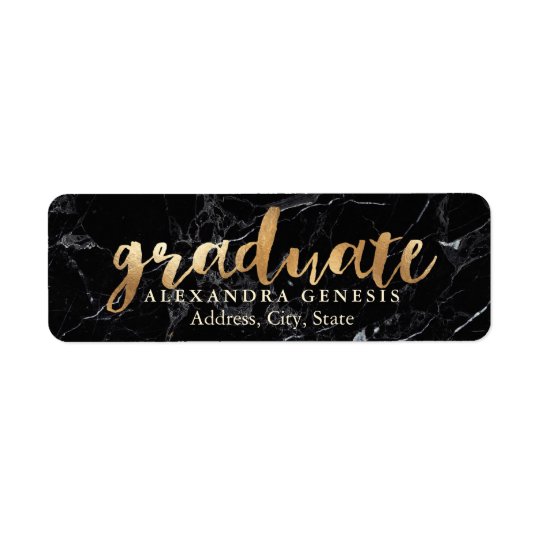 PixDezines Graduation/Faux Gold Script Font Return Address Label