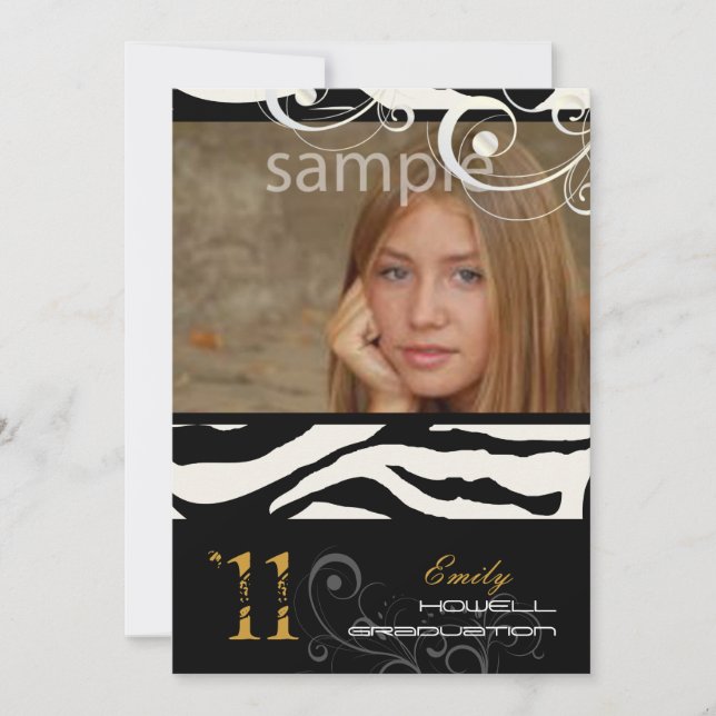 PixDezines Graduation, Zebra Print Invitation (Front)