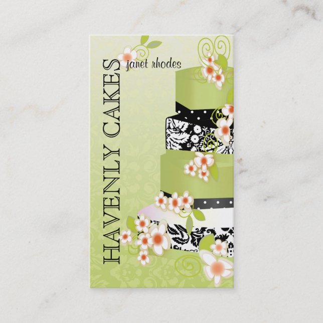 PixDezines green tea wedding cake/diy background Business Card (Front)