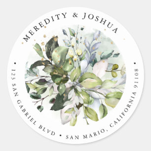 PixDezines Greenery, Sage Green Silver Foliage Classic Round Sticker