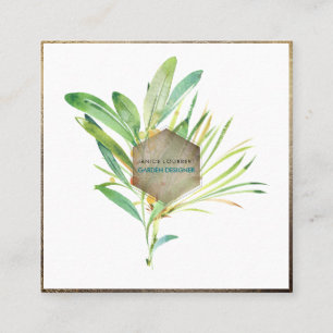 PixDezines GREENERY, SAGE+PINE Square Business Card