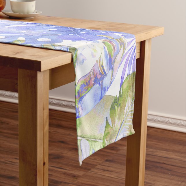 PixDezines Greenery Tropical Foliage DIY bckground Short Table Runner (In Situ)