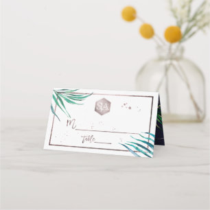 PixDezines Greenery, Watercolor Palm Fronds Place Card