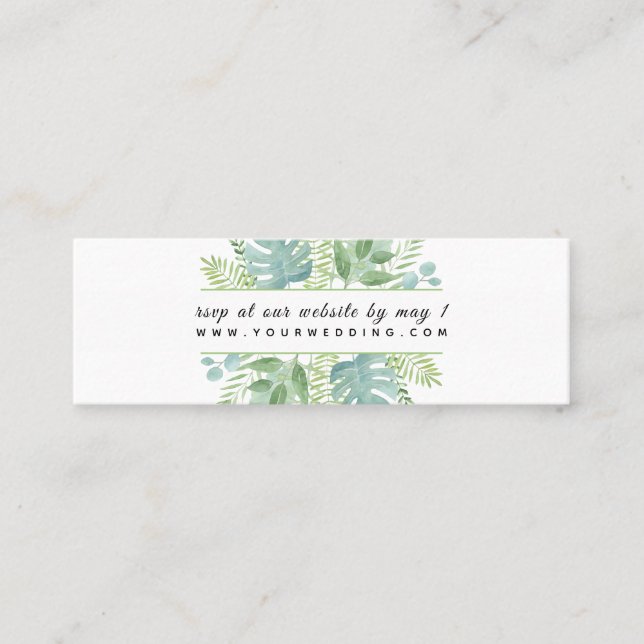 PixDezines Greenery Watercolor RSVP Enclosure Mini Business Card (Front)