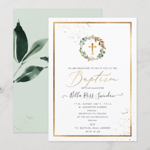 PixDezines Greenery Watercolor Winter Wreath Invitation