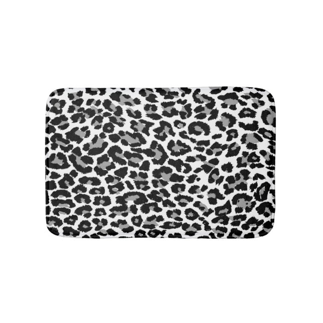 PixDezines Grey Leopard Print/DIY background colou Bath Mat (Front)