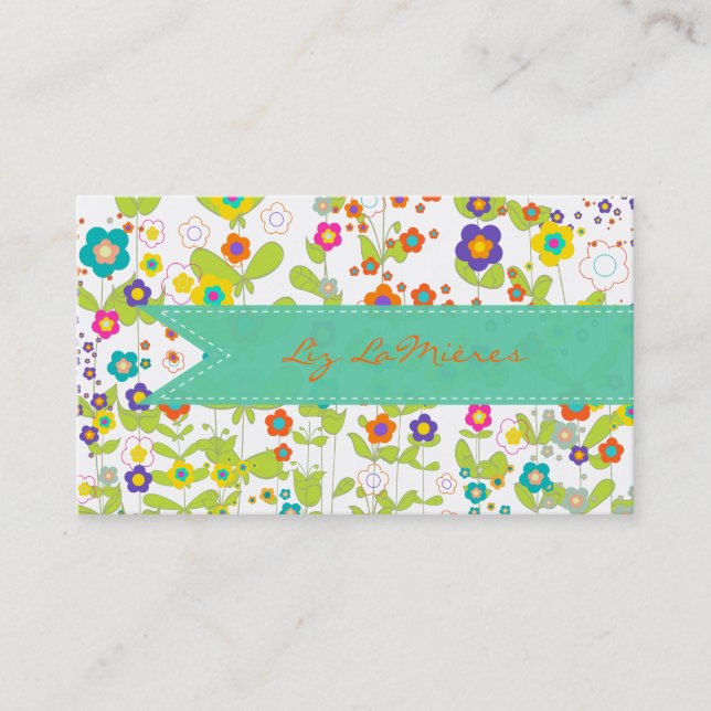PixDezines groovy daisiediy background Business Card (Front)