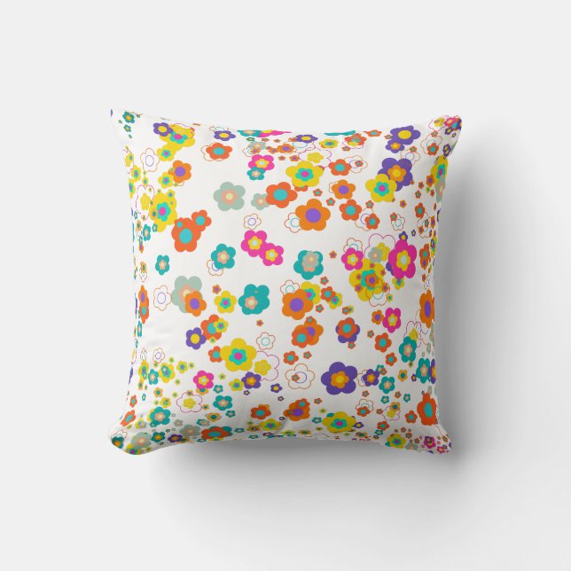 PixDezines groovy daisies/diy background colours Throw Pillow (Front)