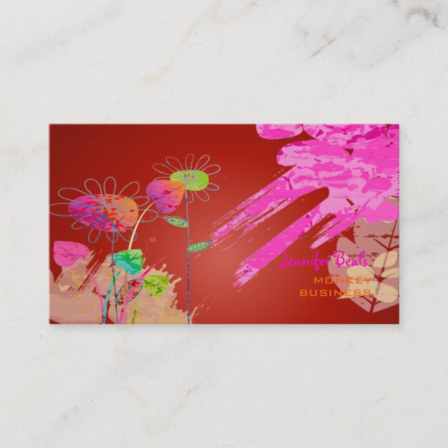 PixDezines Grunge Floral ♥♥♥♥ Business Card (Front)