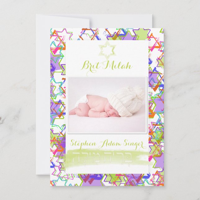 PixDezines grunge stars/brit milah Invitation (Front)