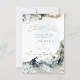 PixDezines H2 Abstract Ocean Gold Seafoam  Invitation