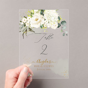 PixDezines H2 Alabaster Roses Hydrangea Acrylic Invitations