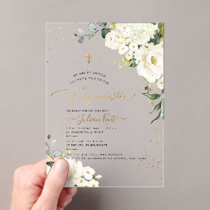 PixDezines H2 Alabaster Roses Hydrangeas Acrylic Invitations