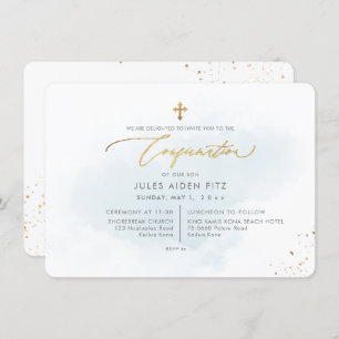 PixDezines H2 Blue Washed Confirmation Invitation