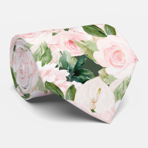 PixDezines H2 Blush Anthuriums Roses Peonies  Neck Tie