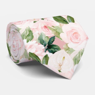 PixDezines H2 Blush Anthuriums Roses Peonies Neck Tie