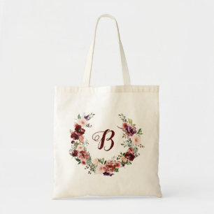 PixDezines H2 Blush Burgundy Flowers Bridal Shower Tote Bag