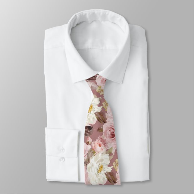 PixDezines H2 Blush Dusty Pink Roses DIY Bckgrnd Tie (Tied)