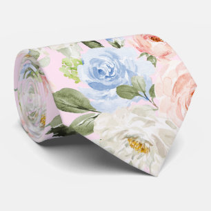 PixDezines H2 Blush Navy+Dusty Blue Roses Tie