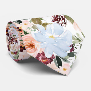 PixDezines H2 Blush Pink Dusty Blue Flowers  Tie