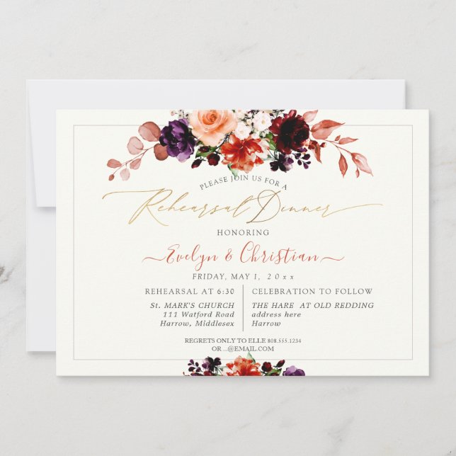 PixDezines H2 Bouquets Fall Flowers n Foliage Invitation (Front)
