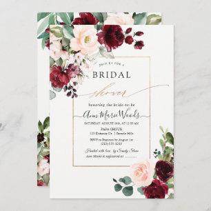 PixDezines H2 Burgundy Blush Bridal Shower Invitation