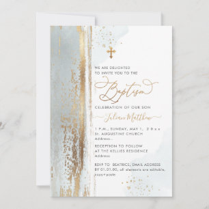 PixDezines H2  Dusty Blue Baptism Invitation