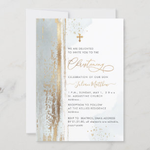 PixDezines H2 Dusty Blue Christening Invitation