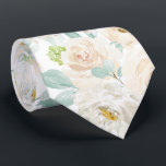 PixDezines H2 Dusty Blue Roses Tie<br><div class="desc">PixDezines floral watercolor neck tie,  alabaster cream roses,  white / cream daisies and jade green foliage -- accented with eucalyptus foliage for your event or everyday use.  Most of our designs come with DIY background colour.

 Copyright © 2011-2026 PixDezines™.</div>