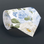 PixDezines H2 Dusty Blue Roses Tie<br><div class="desc">PixDezines floral watercolor neck tie,  dusty blue roses,  white / cream daisies and sage green foliage -- something blue for your event or everyday use.  Most of our designs come with DIY background colour.

 Copyright © 2011-2023 PixDezines™.</div>
