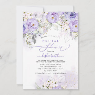PixDezines H2 Dusty Purple Roses Bridal Shower Invitation