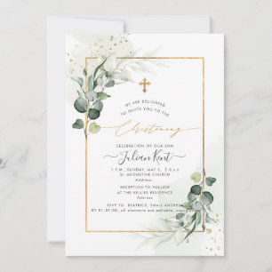 PixDezines H2 Eucalyptus Christening Invitation