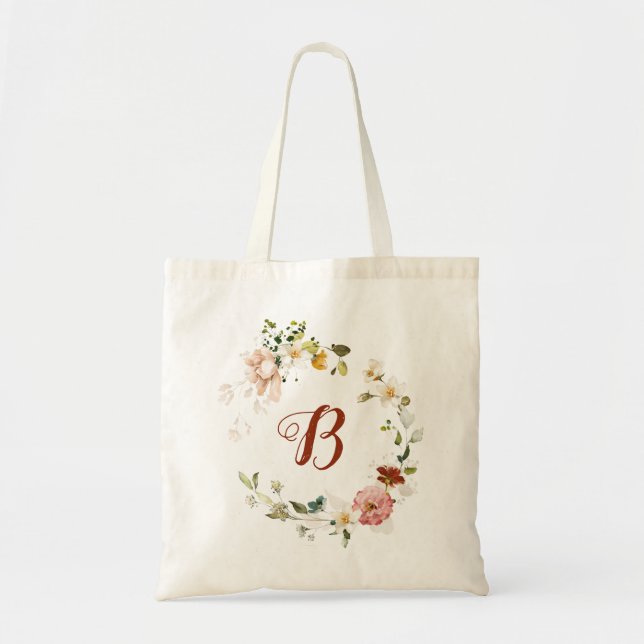 PixDezines H2 Fall Garden Flowers Bridal Shower Tote Bag (Front)