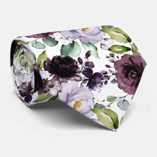 PixDezines H2 Flowers Merlot Lavender Purple Tie