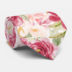 PixDezines H2 Flowers Raspberry Blush Pink Roses Tie