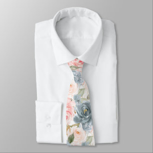 PixDezines H2 Flowers Slate Blue Blush Roses Tie