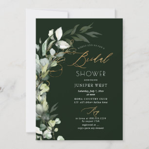 PixDezines H2 Green Gold Eucalyptus Bridal Shower Invitation