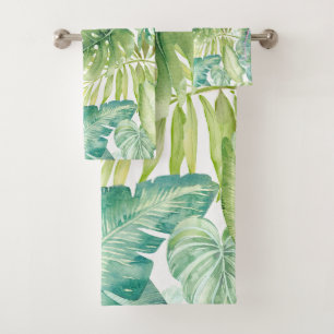 PixDezines H2 Hawaiian Jungle Greenery Bath Towel Set