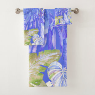 PixDezines H2 Hawaiian Jungle Greenery Bath Towel Set