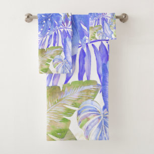PixDezines H2 Hawaiian Jungle Greenery Bath Towel Set