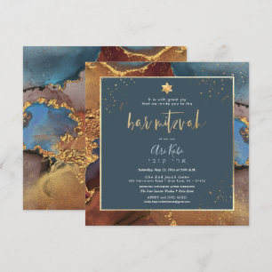 PixDezines H2 Modern Galaxy Abstract Bar Mitzvah Invitation