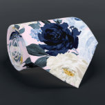 PixDezines H2 Navy Dusty Blue Roses Tie<br><div class="desc">PixDezines floral watercolor neck tie, navy dusty blue roses, white / cream daisies and lush green foliage -- something blue for your event or everyday use. Most of our designs come with DIY pink background colour.
Copyright © 2011-2023 PixDezines™.</div>