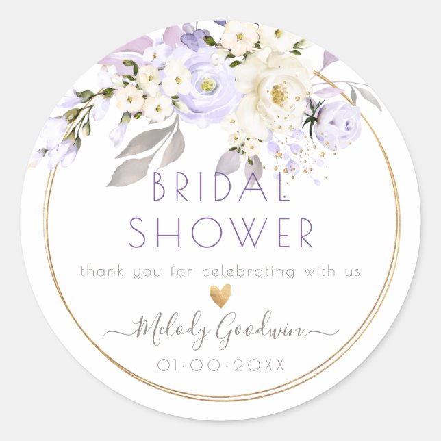 PixDezines H2 Purple Cream Roses Blush Foliage Classic Round Sticker (Front)